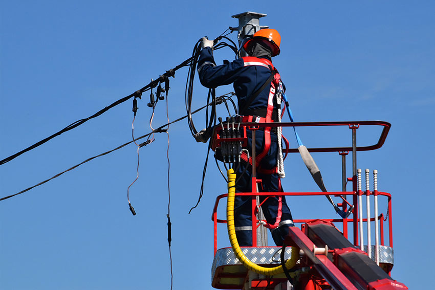 Worker fixing power cut